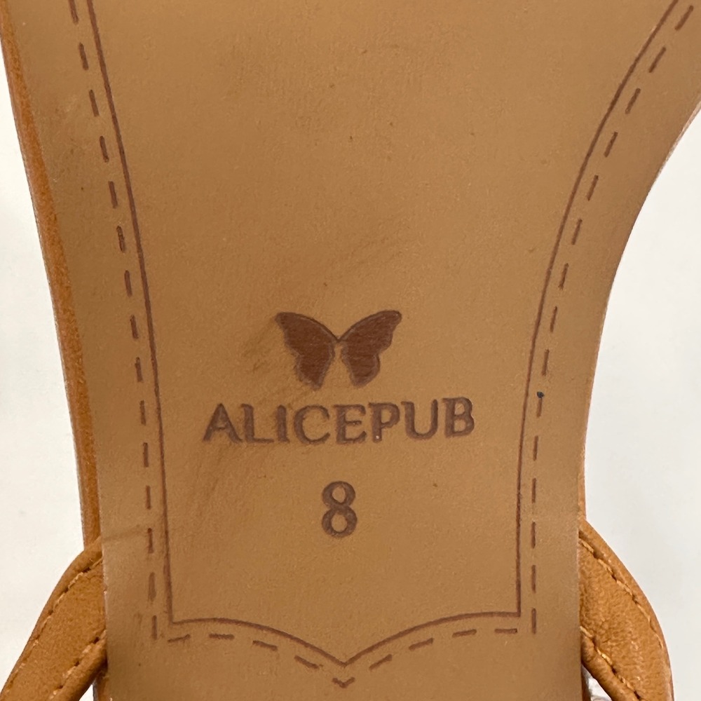 Alicepub HX2301CP Braided Block Heel Sandals Womens 8 Tan Ankle Strap Minimalist - Picture 9 of 9